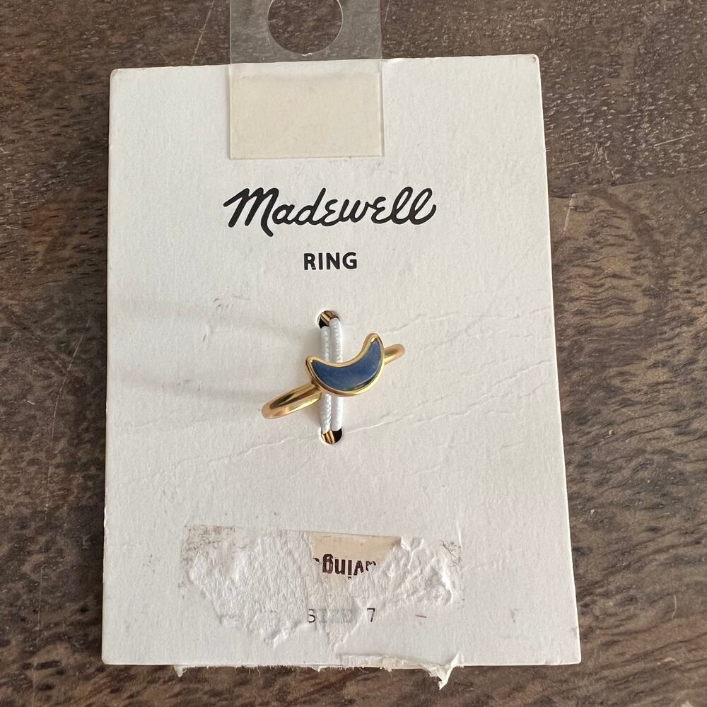 New Madewell Gold Tone Blue Moon Crescent Ring - Size 7